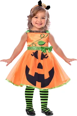 Immagine prodotto di Costume da zucca per bambini Halloween arancione-nero-verde