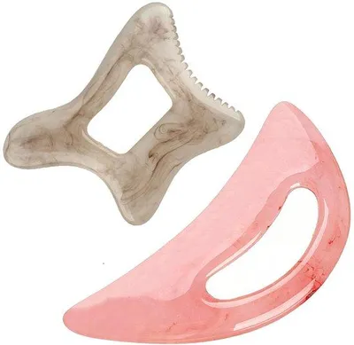 Produktbild von Gua Sha-Massagegerät, 2 Stück Gua Sha-Steine, Guasha-Massage zur Behandlung von Cellulitis, großer Guasha-Schaber, Lymphdrainage-Massagegerät für Beine, Rücken, Gesicht und Nacken, Harz