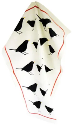Produktbild von Design 20 - 437400 - Geschirrtuch, Amseln, Halbleinen, bedruckt, 47cm x 65cm, waschbar bis 40 Grad