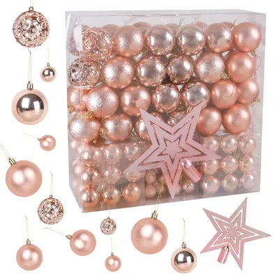 Produktbild von 139er Set Weihnachtskugeln, Christbaumkugeln Kunststoff Set, Christbaumschmuck mit Baumkronensterne, Weihnachten Deko Kugeln, für Innen-/Außenbereich