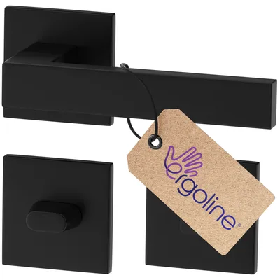 Produktbild von ERGO line Modern Design, Schwarz Türbeschlag CUBE für Badtüren WC, Die ultra-feine Silhouette, Türbeschlag; Türgriff; Türklinke