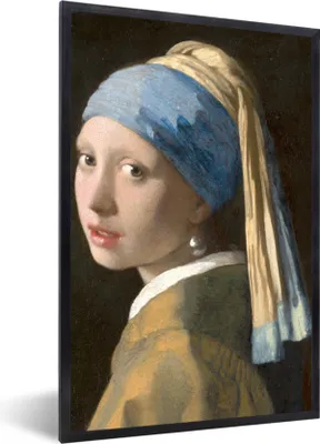 Produktbild von MuchoWow® Gerahmtes Poster Das Mädchen mit dem Perlenohrring - Gemälde von Johannes Vermeer 40x60 cm - Poster mit Schwarzem Bilderrahmen Wandposter Rahmen Foto Bilder - Papierdruck - Wandbilder