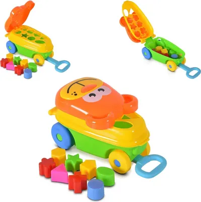 Produktbild von Moni 35368 Sortierer, Sortierspiel 2 in 1, Steckspielwagen und Spielzeugauto