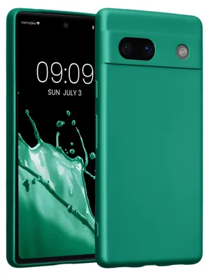 Produktbild von kwmobile Handyhülle für Google Pixel 7a Hülle - weiche Silikon Case metallisch schimmernd - Schutzhülle Cover - Metallic Dunkelgrün