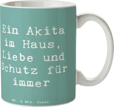 Produktbild von Mr. & Mrs. Panda Tasse Spruch Akita Inu Liebe - Meeresbrise - Geschenk, Hunderasse, Familie, Hunderassen Eigenschaften, Becher, intelligenter Hund, Teetasse, Trinkbecher