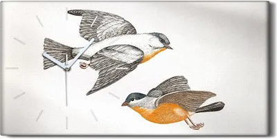 Produktbild von Dekor Leinwand Uhr Wandbilder Geräuschlos 60x30 Zeichnung Tier Vogel Kunst - weiße Hände