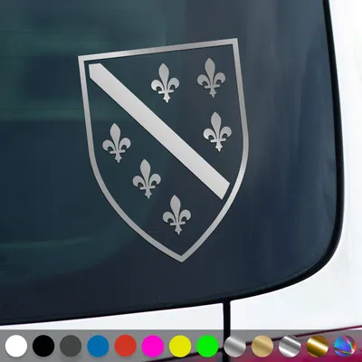 Produktbild von PantherPixel Bosnien Aufkleber Wappen Flagge Fahne Bosna Sticker Auto Geschenkidee Farbe Silber