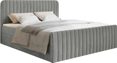 Produktbild von Selsey Saliano - Boxspringbett 160x200 mit Bettkasten, Topper und Samtbezug, Grau