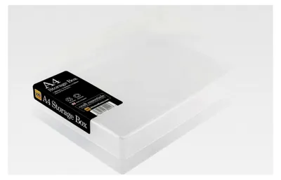 Produktbild von Kunststoff-Aufbewahrungsboxen im A4-Format mit Deckel für Kunstbedarf, Papier und Karton – 5 Stück (Klar/Transparent)