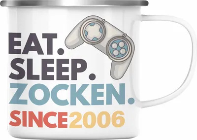 Produktbild von TRENDATION 16. Geburtstag Emaille Tasse Jungen Jungs Geschenk 16er Geschenkidee 16 Sohn Gamer (Silber)