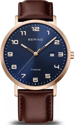 Produktbild von Bering Herrenuhr Titan Lederband 18640-569