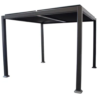 Produktbild von DEGAMO Lamellenpavillon Gartenpavillon BARACOA 300x300cm, Aluminium dunkelgrau