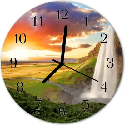 Produktbild von Glasuhr Wanduhr Küchenuhr Echt-Glas 30fi cm Wasserfall grün