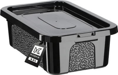 Produktbild von KADAX Kunststoffbehälter 4,5 l mit Deckel, schwarzer abschließbarer Box-Organizer