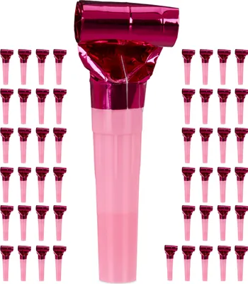 Immagine prodotto di 150 trombette da festa, trombette gonfiabili per bambini, trombette per feste di compleanno, set di trombette da festa, trombette da soffiare, rosa