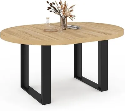 Produktbild von '- Ausziehbarer runder Esstisch Phoenix 4-6 Personen Holz und Schwarz 110-150 cm