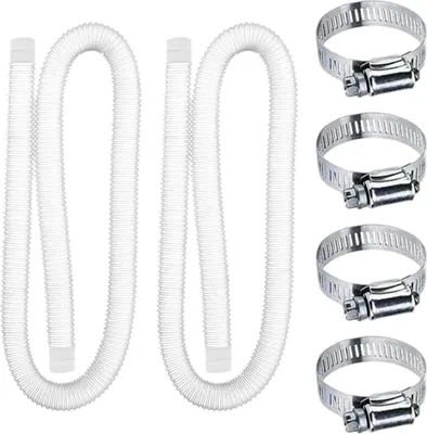 Produktbild von 2er-Pack Ersatzschläuche für Poolpumpen mit 4 Metallschlauchschellen, Poolfilterschlauch für oberirdische Pools (32 mm)