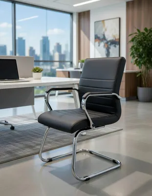 Obrázok produktu pre Čierna kancelárska stolička s ergonomickým čalúnením a kovovým rámom