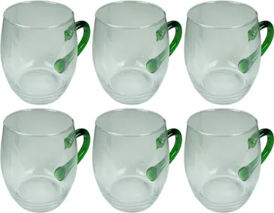 Produktbild von Novaliv 6x Weinseidel mit grünem Henkel 250 ml Weinglas geeicht Glas Weißweinglas Glühweingläser Glühweintasse  Punchgläser Teegläser mit Henkel Schorleglas