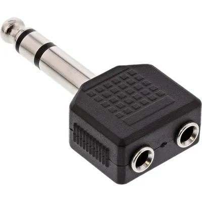 Produktbild von InLine Audio Adapter Stereo, 6,3mm Klinke Stecker an 2x 3,5mm Klinke Buchse, 3.5mm jack female, 2x3.5mm, Schwarz