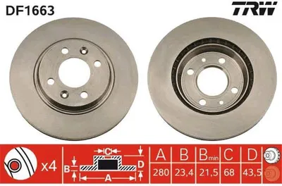 Image de 2x TRW DF1663 Disque de frein essieu avant