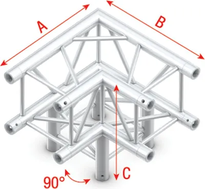 Obrázek produktu pro Milos Pro-30 Square G Truss - rohová třícestná příhradová konstrukce QLVU30 - 90° roh - heavy duty - stříbrná - G