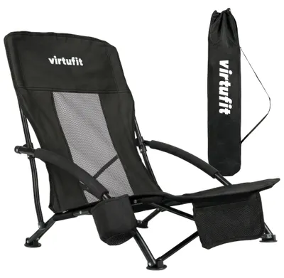 Produktbild von VirtuFit Faltbarer Strandstuhl schwarz mit Tasche, bis 120 kg