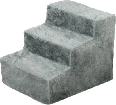 Zdjęcie produktu dla Schody dla psa 3 stopnie 35 cm schody dla zwierząt o pluszowym wyglądzie, schody dla kota do łóżka, sofy, koty do 5 kg, jasnoszary