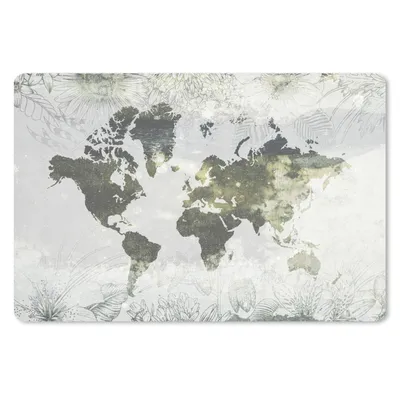 Produktbild von MuchoWow® Schreibtischunterlage Weltkarte - Blumen - Gelb 60x40 cm - XXL Mauspad - Großes Mauspad