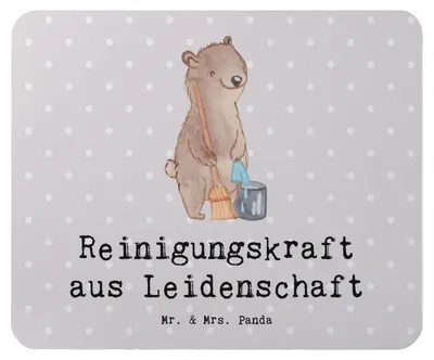 Produktbild von Mr. & Mrs. Panda Mousepad Reinigungskraft Leidenschaft - Grau Pastell - Geschenk, Mouse Pad, laptop, computer, computermatte, Mauspad