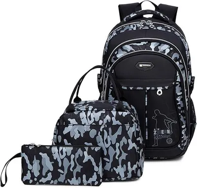 Produktbild von Schulrucksack, Schultaschen Sets, 3-in-1-Jugendrucksack+Lunch Taschen+Federmäppchen, Geeignet für Kinder zur Schule,zum täglichen Gebrauch oder Reisen