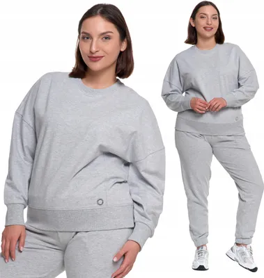 Produktbild von Klassisches Damen Sweatshirt mit glatter Kapuze Grau über dem Kopf MORAJ 3XL