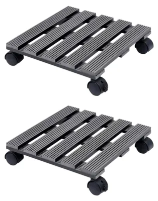 Produktbild von Pflanzwagen, 2 Stück, grau, 30 x 30 x 7,5 cm, WPC, Anzugmöbel