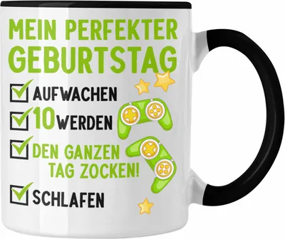 Produktbild von Trendation - 10 Geburtstag Junge Jungen Geschenke Tasse 10er Geburtstagsgeschenk Gamer 10 Jahre (Schwarz)