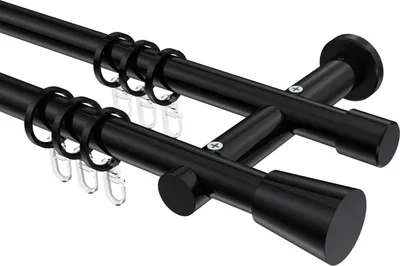Produktbild von Interdeco Gardinenstange / Vorhangstange Schwarz, Typ Platon Sitra (Konus), 20 mm Ø 2-läufig, 100 cm