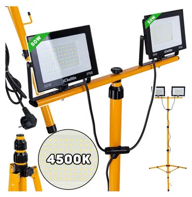 Immagine prodotto di Proiettore LED 100 w con treppiede telescopico, regolabile 60–160 cm, bianco neutro 4500K IP66 KELTIN