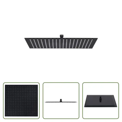 Immagine prodotto di The Living Store Doccia a pioggia in acciaio inox 50x50 cm Quadrato Nero