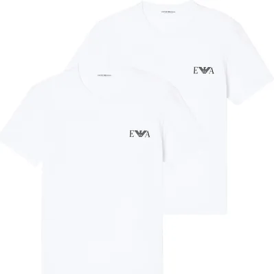 Produktbild von Emporio Armani Herren T-Shirt 2er Pack | Baumwolle & Elasthan Bold Monogram Farbe Weiß/Weiß Größe M EM001849_AF14131
