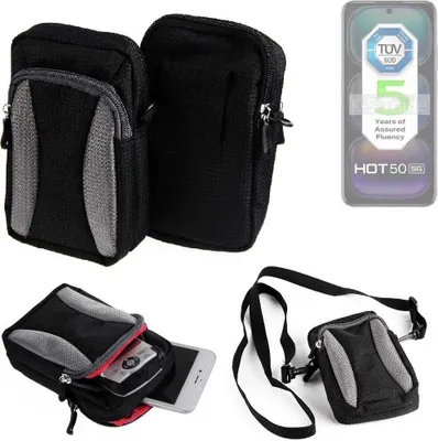Produktbild von K-S-Trade Holster Schutz Hülle kompatibel mit Infinix Hot 50 5G Handy Hülle Gürteltasche Umhängetasche mit Zusatzfach schwarz