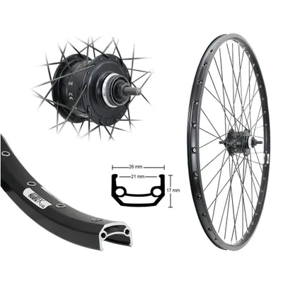 Produktbild von Aggro-X 28'' V-Rad YAK21 schwarz Disk Shimano Nabendyn.DH3D37 Ce-Lo MU schwarz SP.Ni.sz.