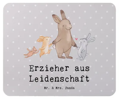 Produktbild von Mr. & Mrs. Panda Mauspad Erzieher Leidenschaft - Grau Pastell - Geschenk, Pädagoge, Spruch, Ausbildung, Mousepad, Mouse Pad, mausteppich, mousematte, computer, Lustig
