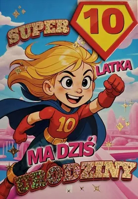 Productafbeelding van Geboortekaartje voor een meisje dat 10 jaar wordt - Superheldin