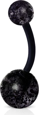 Produktbild von viva-adorno Bauchnabel Piercing Banane Barbell flexibel Kunststoff Glitzer Kugeln Acryl Z319, schwarz