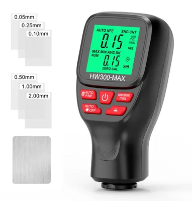 Obrázok produktu pre Meradlo hrúbky 0–2000 µm, vysoko presné digitálne LCD meradlo hrúbky laku pre automobily, tester hrúbky laku na autách, tri režimy sondy, prepínanie jednotiek s funkciou kalibrácie nulového bodu