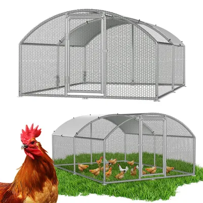 Produktbild von Ikodm Hühnerstall mit Kuppeldach Freilaufgehege 3x4x2 m verzinkt für Hühner
