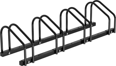 Produktbild von Fahrradständer für 4 Fahrräder Reifenbreite rostfreier Stahl Boden oder Wandmontage Mehrfachständer Fahrradhalter Aufstellständer, Schwarz