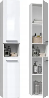 Image de BDW Armoire de salle de bains Armoire haute, blanc brillant