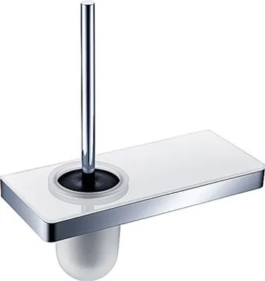 Produktbild von BERNSTEIN Toilettenbürstenhalter G505 aus Edelstahl mit Glasablage - Elegantes Chrom-Design für Wandmontage
