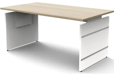Produktbild von Kerkmann höhenverstellbarer Schreibtisch ahorn rechteckig, Wangen-Gestell weiß 160,0 x 80,0 cm