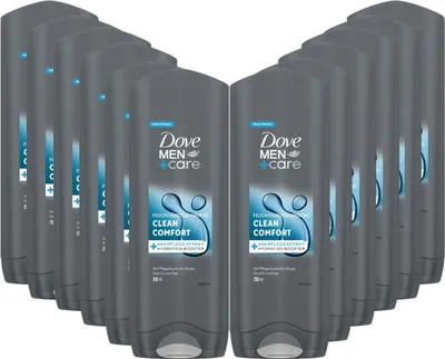 Produktbild von Dove Men+Care 3-in-1 Duschgel Clean Comfort Duschbad für Körper, Gesicht und Haar mit 24 Stunden Pflege Effekt 250 ml 12 Stück